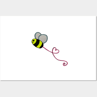 Cartoon bee with love heart Posters and Art